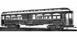 O Bondão, bonde Brill embarcado para o Ramal Férreo Campineiro em 1921. Possui dois compartimentos de passageiros (primeira e segunda classe) separados por um compartimento de bagagem central